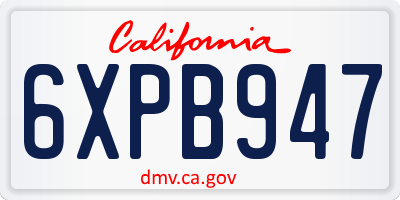 CA license plate 6XPB947