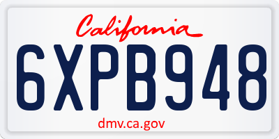 CA license plate 6XPB948