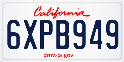 CA license plate 6XPB949