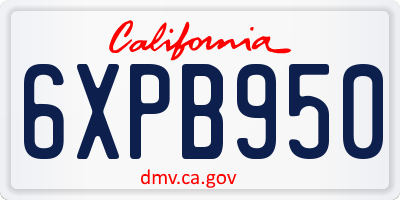 CA license plate 6XPB950