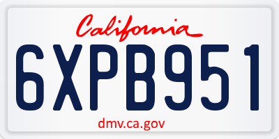 CA license plate 6XPB951