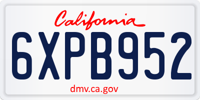 CA license plate 6XPB952