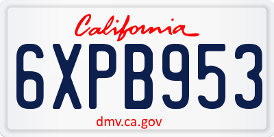 CA license plate 6XPB953