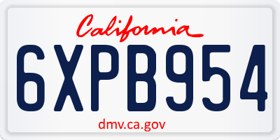 CA license plate 6XPB954