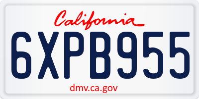 CA license plate 6XPB955