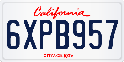 CA license plate 6XPB957