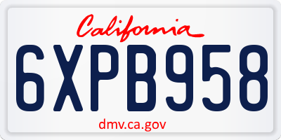 CA license plate 6XPB958