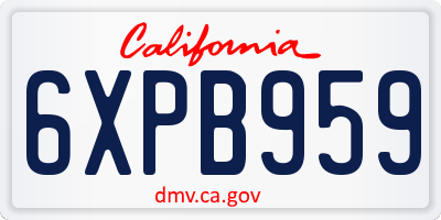 CA license plate 6XPB959