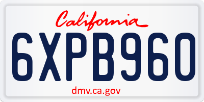 CA license plate 6XPB960