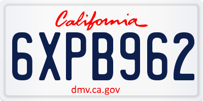 CA license plate 6XPB962