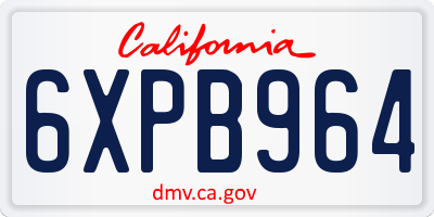 CA license plate 6XPB964