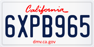 CA license plate 6XPB965