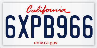 CA license plate 6XPB966