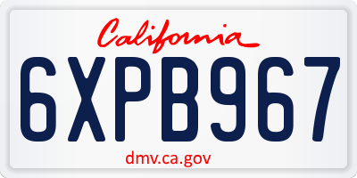 CA license plate 6XPB967