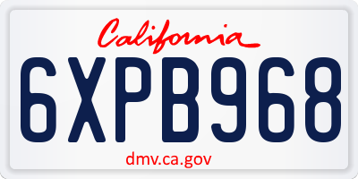 CA license plate 6XPB968