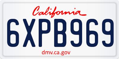 CA license plate 6XPB969