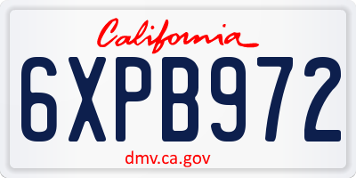 CA license plate 6XPB972