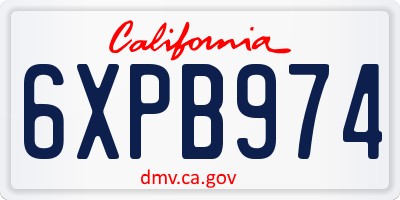CA license plate 6XPB974