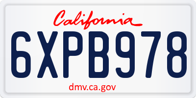 CA license plate 6XPB978