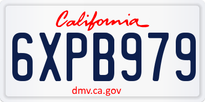 CA license plate 6XPB979