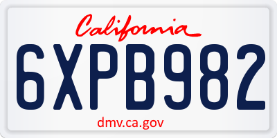 CA license plate 6XPB982