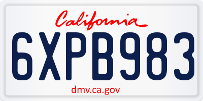 CA license plate 6XPB983
