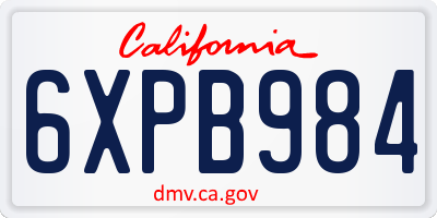 CA license plate 6XPB984