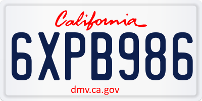 CA license plate 6XPB986