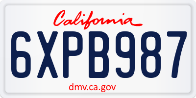 CA license plate 6XPB987