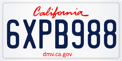 CA license plate 6XPB988