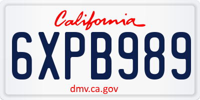 CA license plate 6XPB989