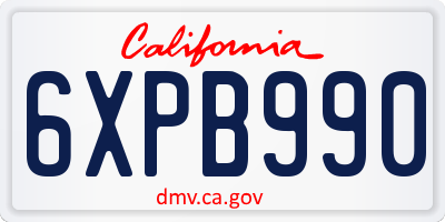 CA license plate 6XPB990