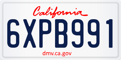 CA license plate 6XPB991