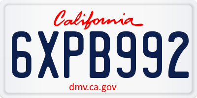 CA license plate 6XPB992