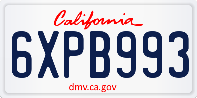 CA license plate 6XPB993