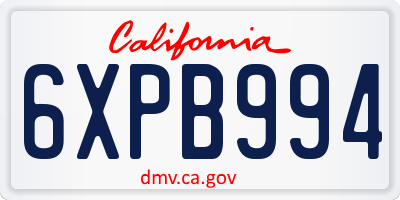 CA license plate 6XPB994