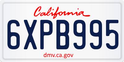 CA license plate 6XPB995