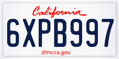 CA license plate 6XPB997