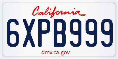 CA license plate 6XPB999
