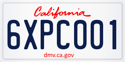 CA license plate 6XPC001