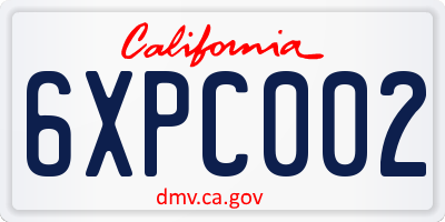 CA license plate 6XPC002