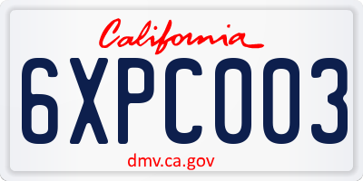 CA license plate 6XPC003