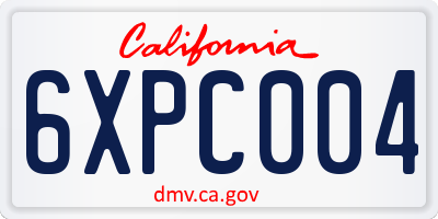 CA license plate 6XPC004