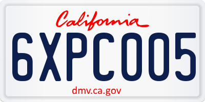 CA license plate 6XPC005