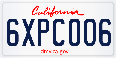 CA license plate 6XPC006