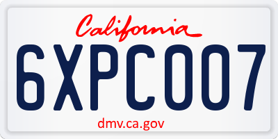 CA license plate 6XPC007