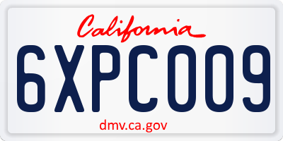 CA license plate 6XPC009