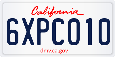 CA license plate 6XPC010