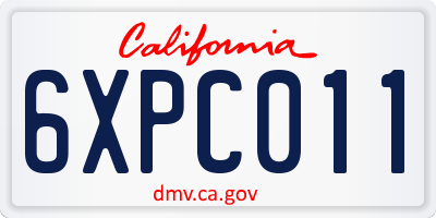 CA license plate 6XPC011