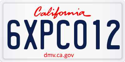 CA license plate 6XPC012